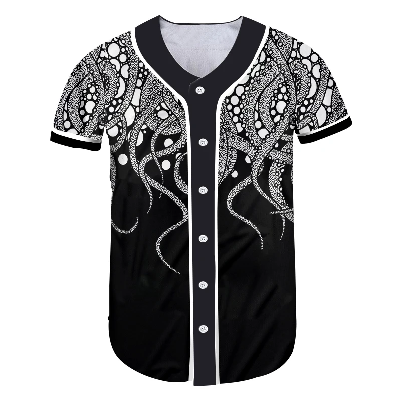 OGKB летняя футболка с 3D принтом Осьминог рыба Бейсбол Мужская/женская коротким