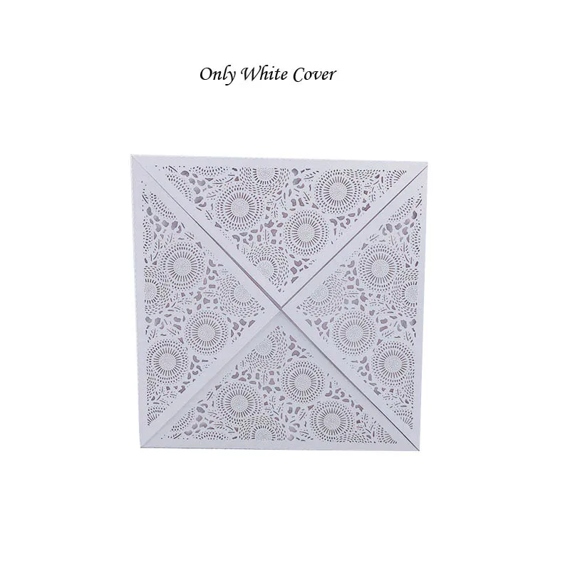 Only White Cover 1 шт., лазерная резка, роскошная Цветочная Свадебная пригласительная открытка, бумага, элегантные кружевные конверты, с принтом, свадебные украшения, вечерние принадлежности - Цвет: Only White Cover