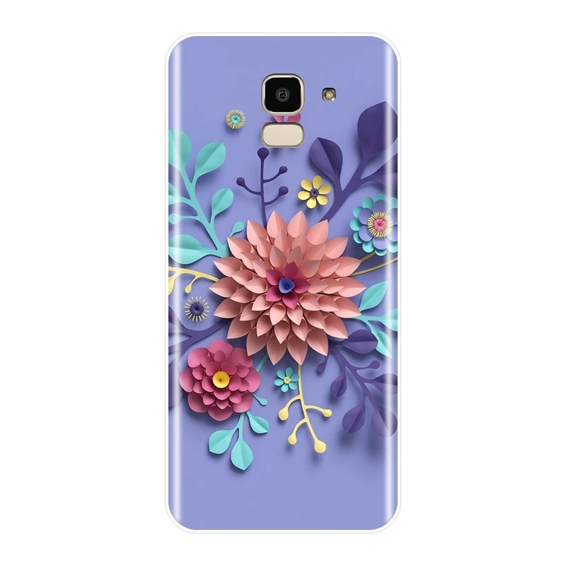 Задняя крышка для Samsung Galaxy J4 J6 J8 Plus силиконовый чехол с цветами розы J2 J5 J7 Prime J3 2015