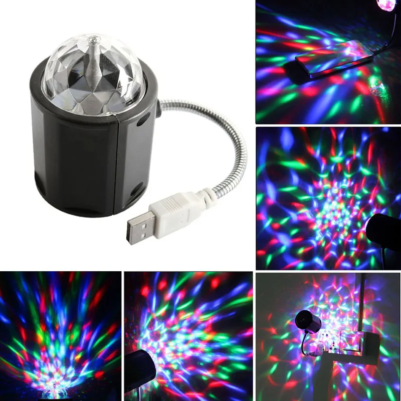 USB мини RGB уникальный 2 в 1 светодиодный автоматический вращающийся вечеринка DJ