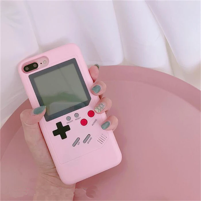 Розовый цвет дисплей Gameboy Мягкий силиконовый чехол для зарядного устройства для телефона Gameboy чехол для iPhone 6 6S 7 8 Plus X Classic