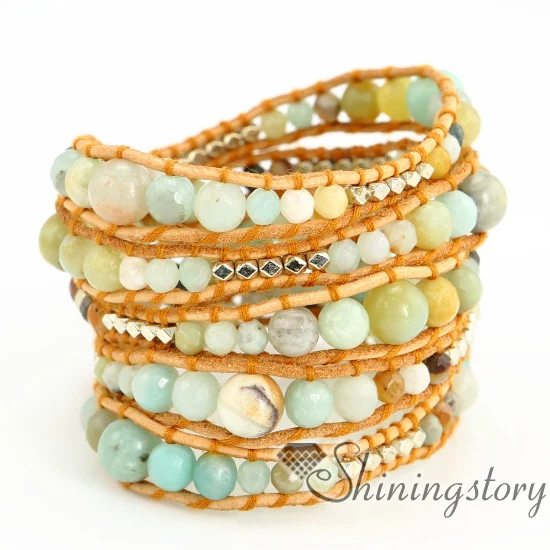 

wrap around bracelets leather bracelets for women five layer wrap bracelet small beaded adjustable leather bracelet