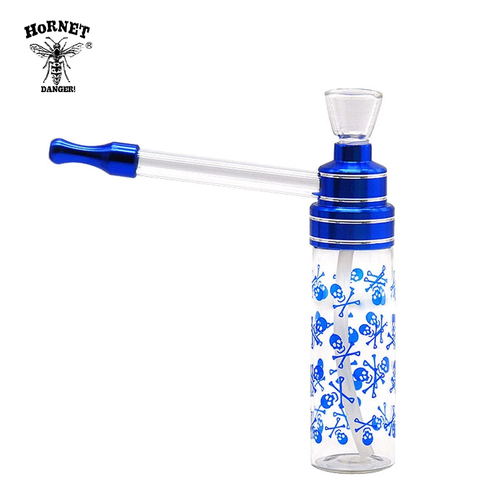 HORNET Different Pattern Hookah Shisha Smoking Pipes Glass Water Pipe 120MM Metal Tobacco Pipes Long Glass Mouth Filter