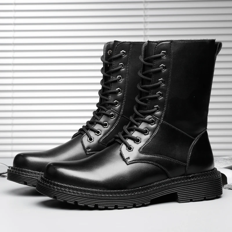 Мужские ботинки botas высокие зимние водонепроницаемые Ботинки в байкерском стиле