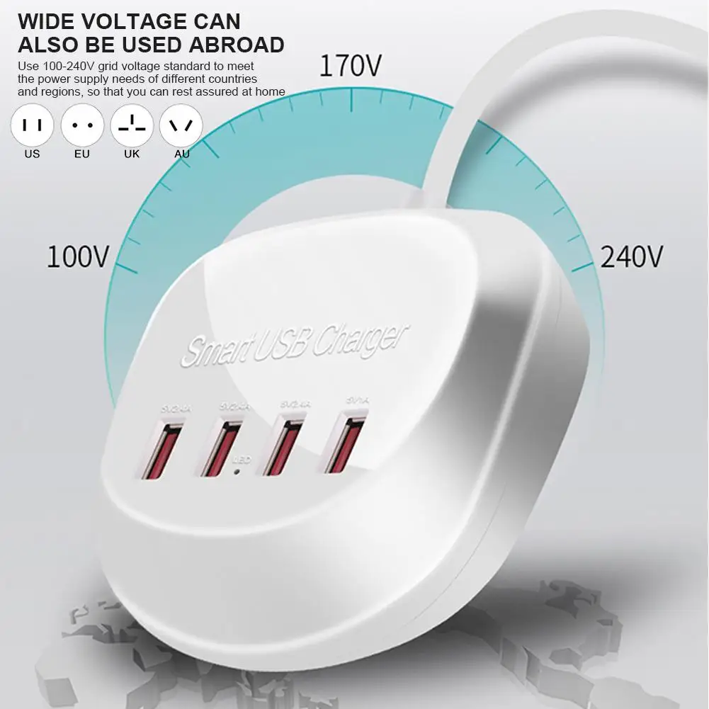 4 Порты и разъёмы зарядное устройство usb multi отточить Зарядное устройство Универсальный держатель для мобильного телефона для рабочего стола, настенные домашние зарядные устройства Док станция Европа США Великобритания Австралия штекер