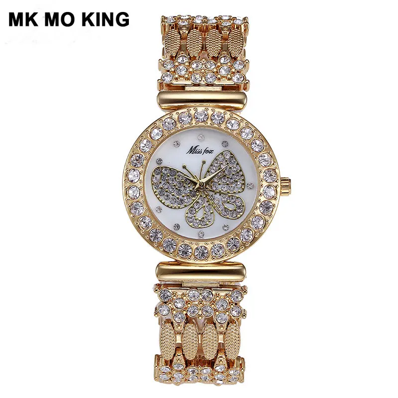 Роскошные брендовые модные женские часы с бабочками и бриллиантами