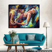 passion sexy naked woman and man abstract body art palette knife oil painting lover canvas print for bedroom home wall decor
