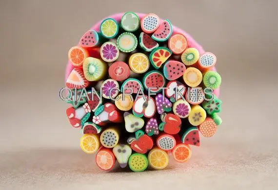 200 pcs Fruit Canes Polymer Clay Rods for Miniature Foods Nails Beads 5cm long (3mm-6mm) |