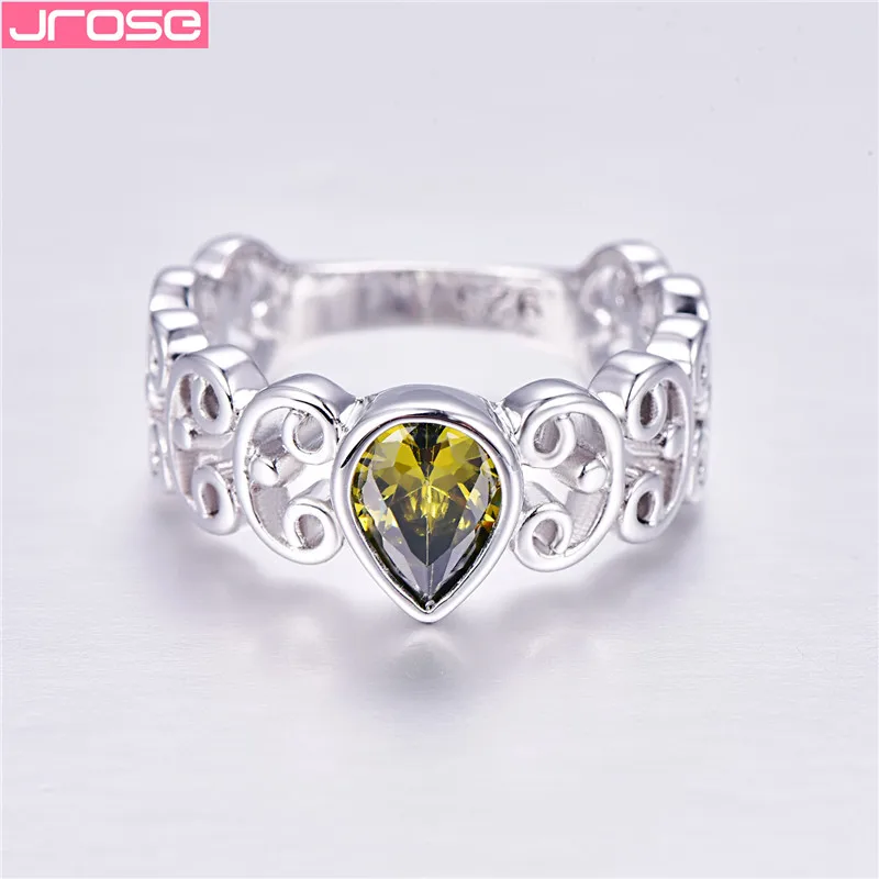 JROSE 2019 Роскошные зеленые кубические циркониевые кольца для женщин серебро 925