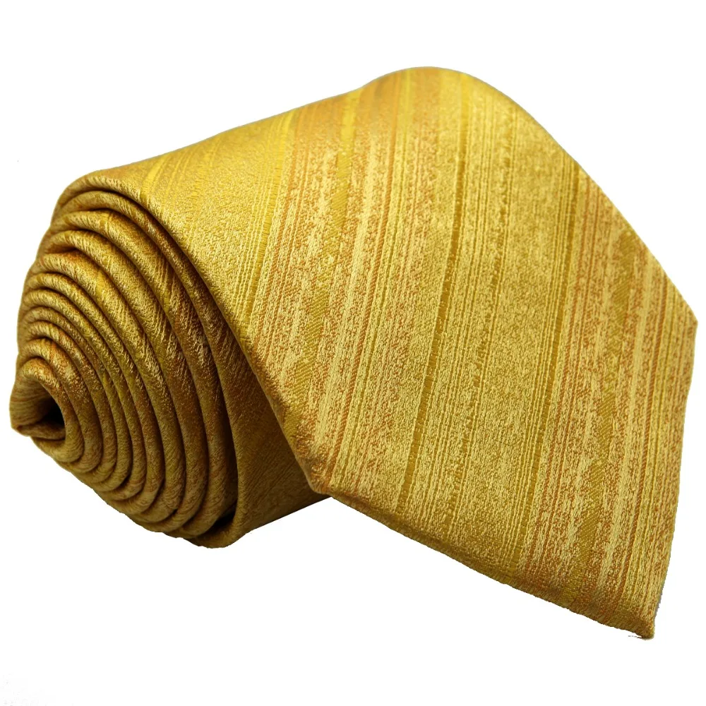 Оптовая продажа золотистые и желтые мужские галстуки в полоску Hanky 100% шелк