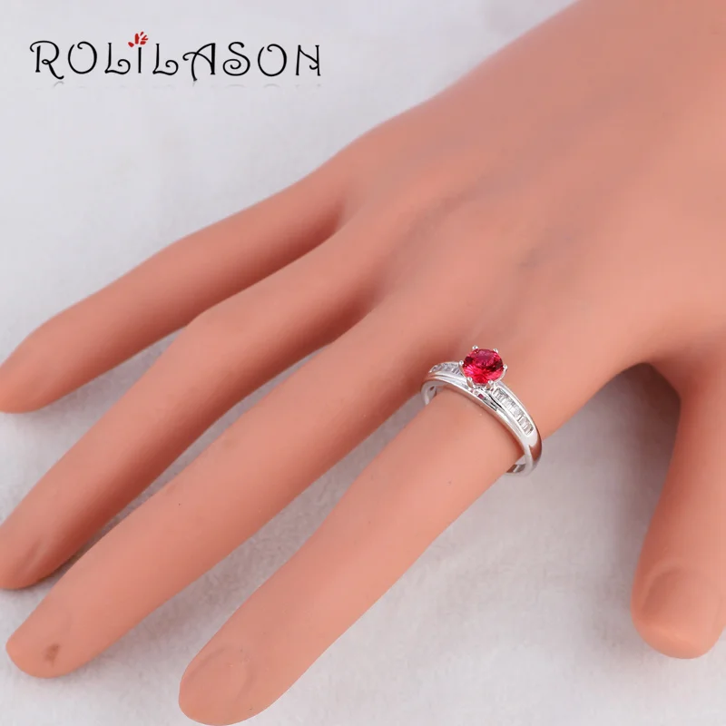 Классическое деловое кольцо roilason серебряное с красным кристаллом из циркония