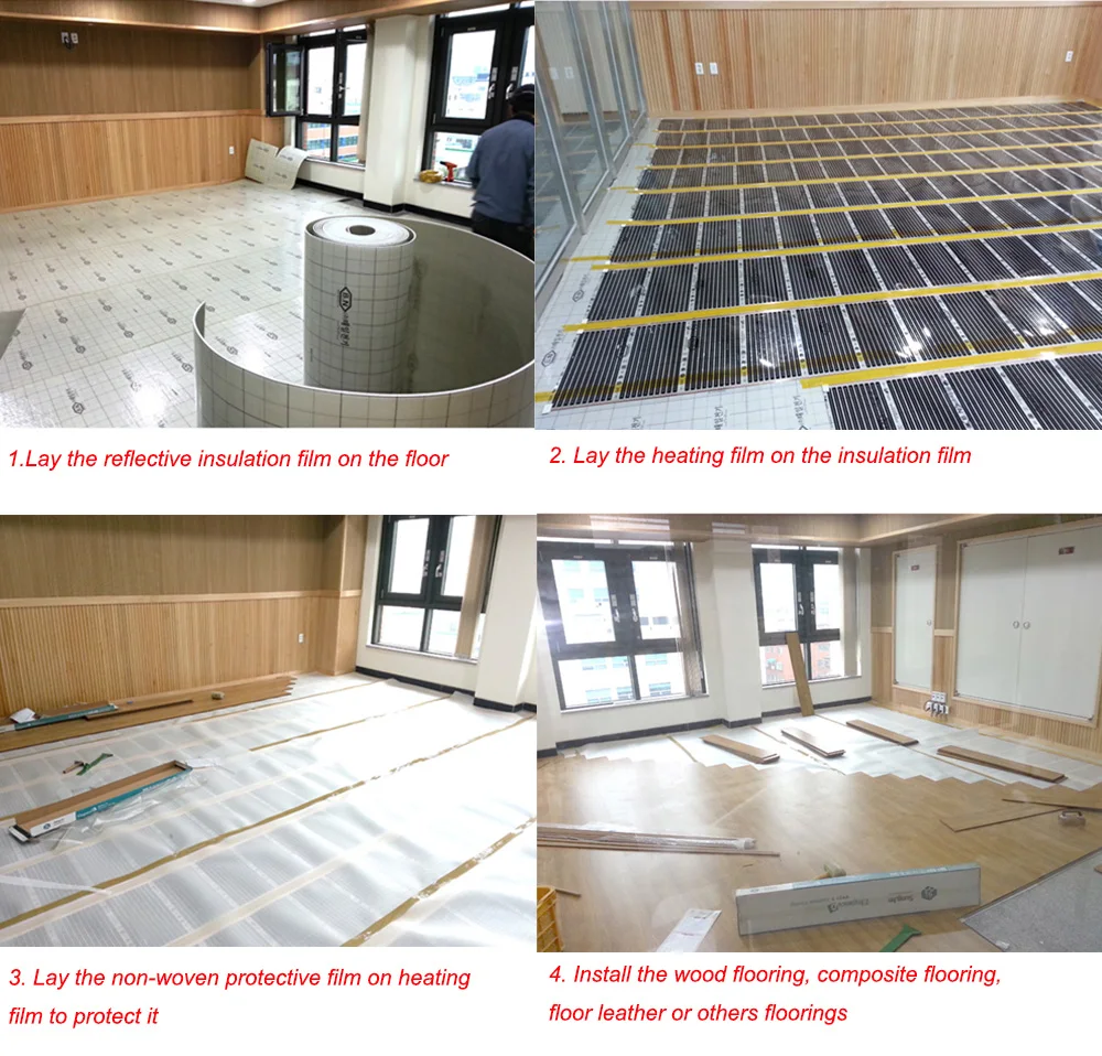 20m2 углеродный теплый пол линолеум инфракрасная пленка с аксессуарами с интеллектуальным Wifi термостатом зажимы