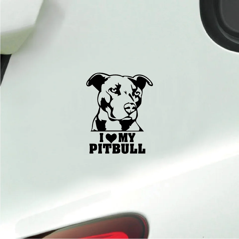 Креативная виниловая Автомобильная наклейка с надписью «I LOVE MY PITBULL», оконный бампер с изображением собаки из мультфильма, наклейка на автомобиль с изображением животных