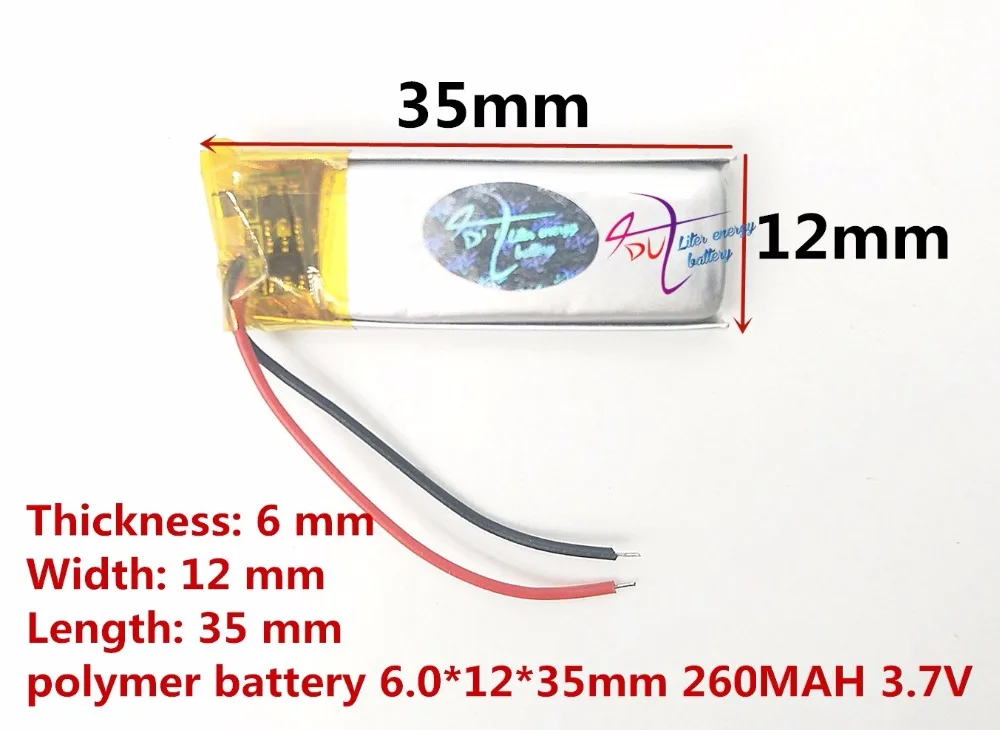 Полимерная 601235 3,7 V 061235 260 mah видеокамера-карандаш стрижка Bluetooth литиевая батарея Прямая с фабрики