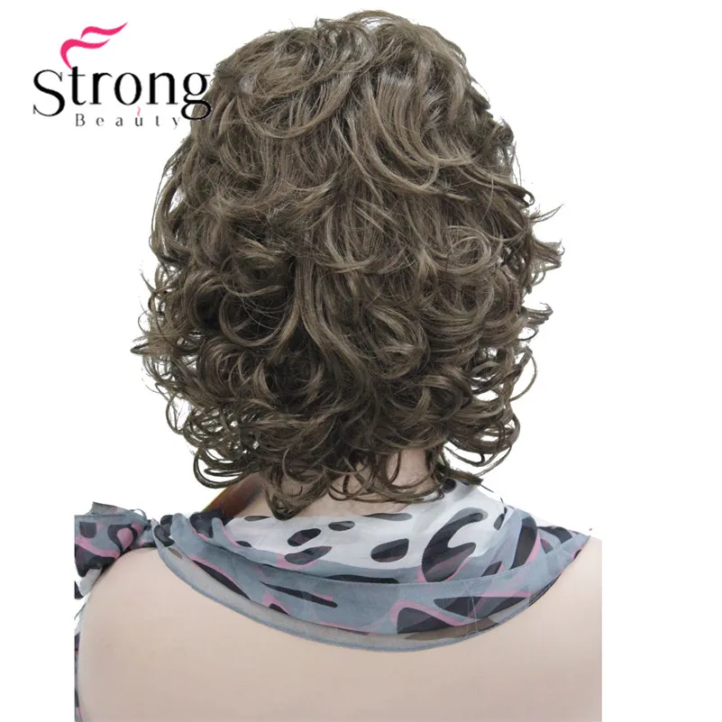 StrongBeauty короткие мягкие лохматый слоистых полный синтетический парик коричневым вьющиеся Для женщин синтетические парики - Цвет: #10