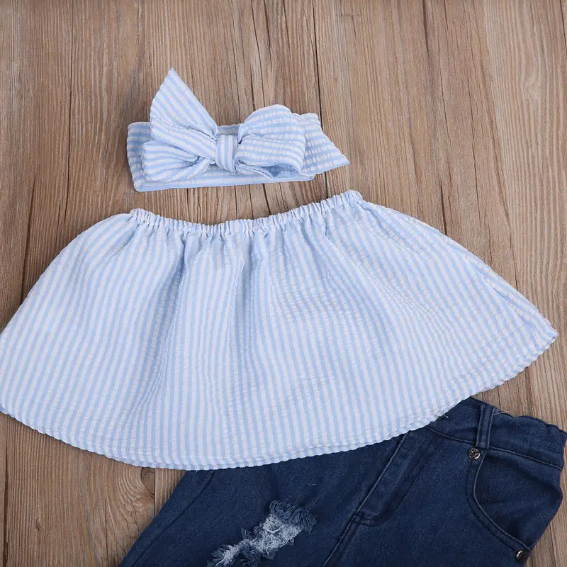Комплект одежды для маленьких девочек детская одежда костюм детские летние топы
