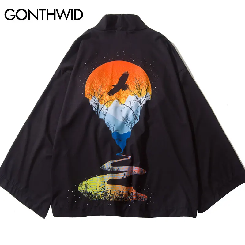Мужской кардиган с длинным рукавом GONTHWID летняя повседневная Уличная одежда в