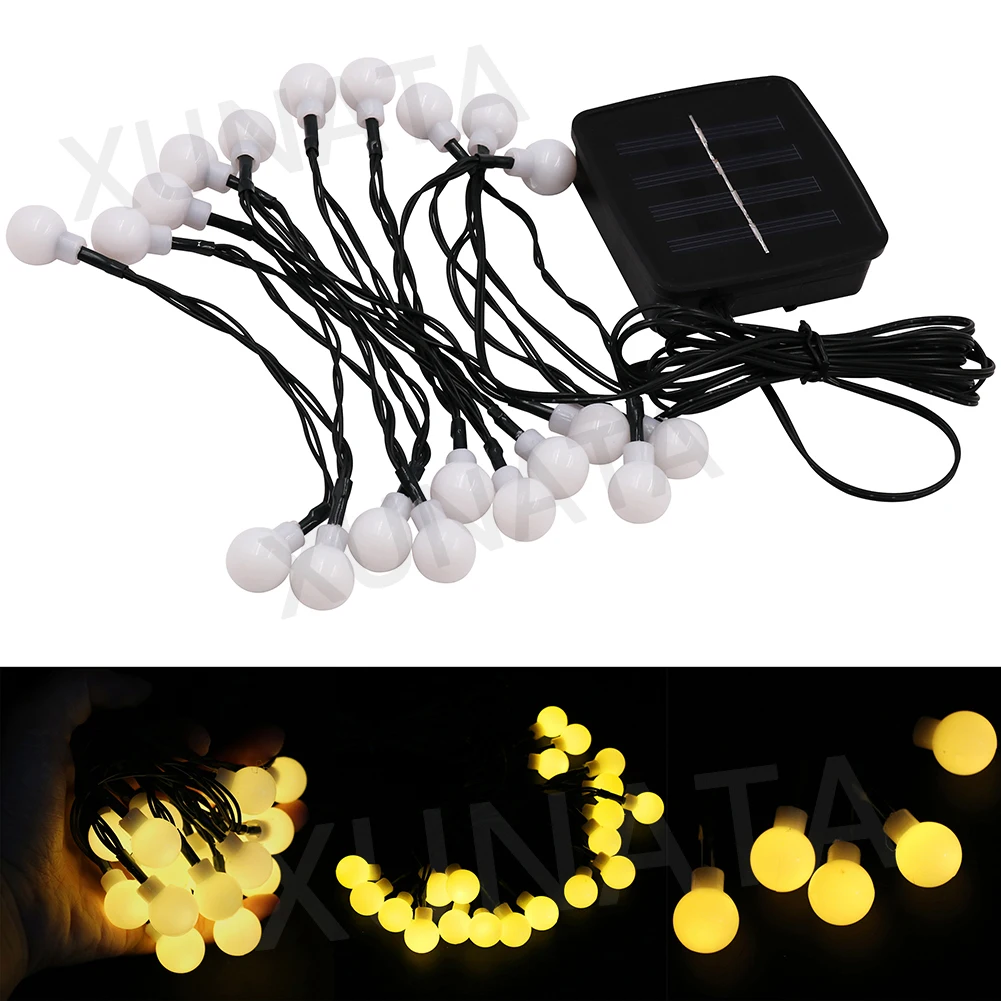 Waterproof LED Solar String Lights 20/50/100 Bulbs Indoor Outdoor Warm White Blue RGB Party Holiday Christmas Garden Decorations | Лампы и