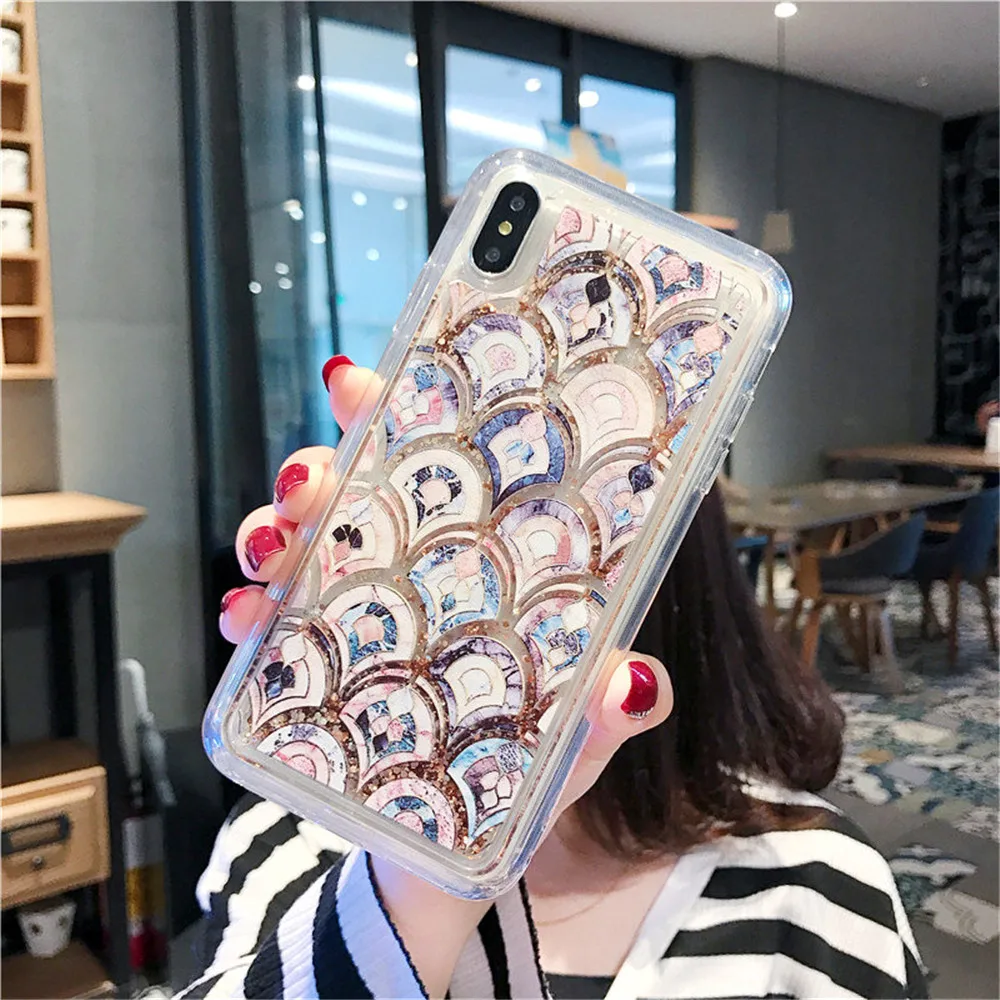 phone case for iphone 6 6s plus Liquid quicksand Fish scale TPU soft shell back cover 7 8 |