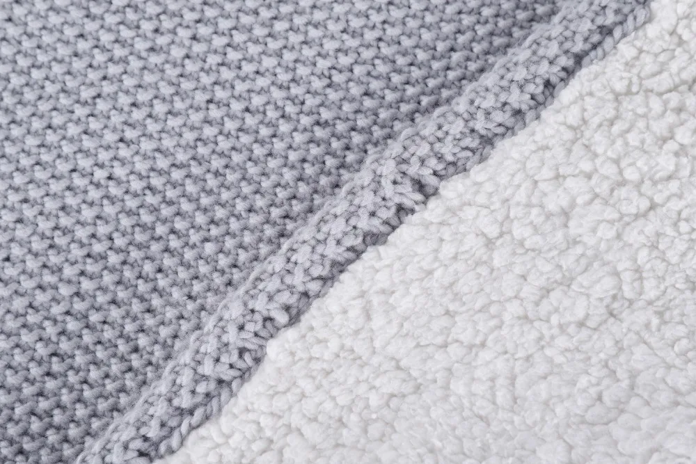 

Battilo Super Soft Sherpa Throws, Reversible Cozy Knitted Blanket and Throw for Couch Bed 50"x64" Grey