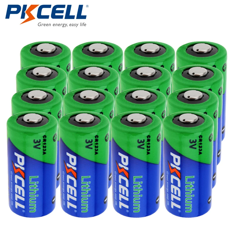 16 шт. * батарейки PKCELL CR123A 16430 2/3A CR123 CR17345 17345 LiMnO2 1500mAh 3V литиевая батарея
