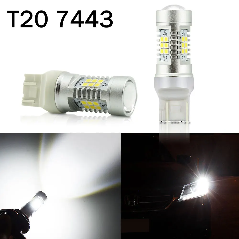 2x T20 7440 7441 7443 7444 W21W WY21W W21/5 Вт светодиодный стоп-сигнал строп парковки размеры светильник лампы белого цвета-красный, желтый - Испускаемый цвет: 7443 White