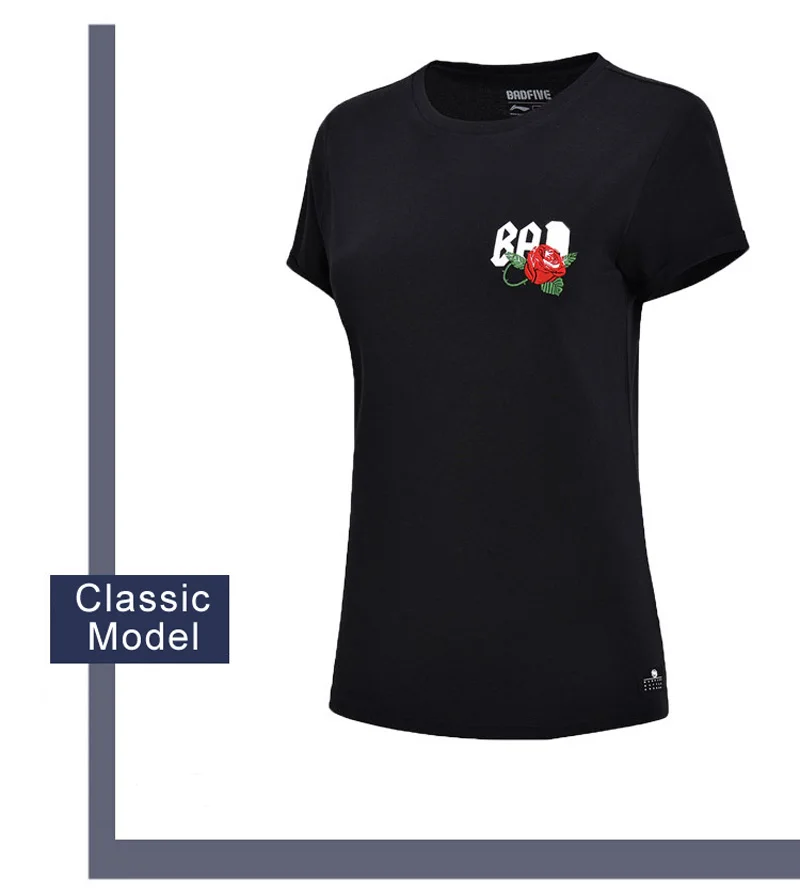 Li-Ning, женские баскетбольные майки BAD FIVE, хлопок, обычная посадка, футболки с подкладкой, удобная спортивная футболка, топы AHSN154 WTS1402