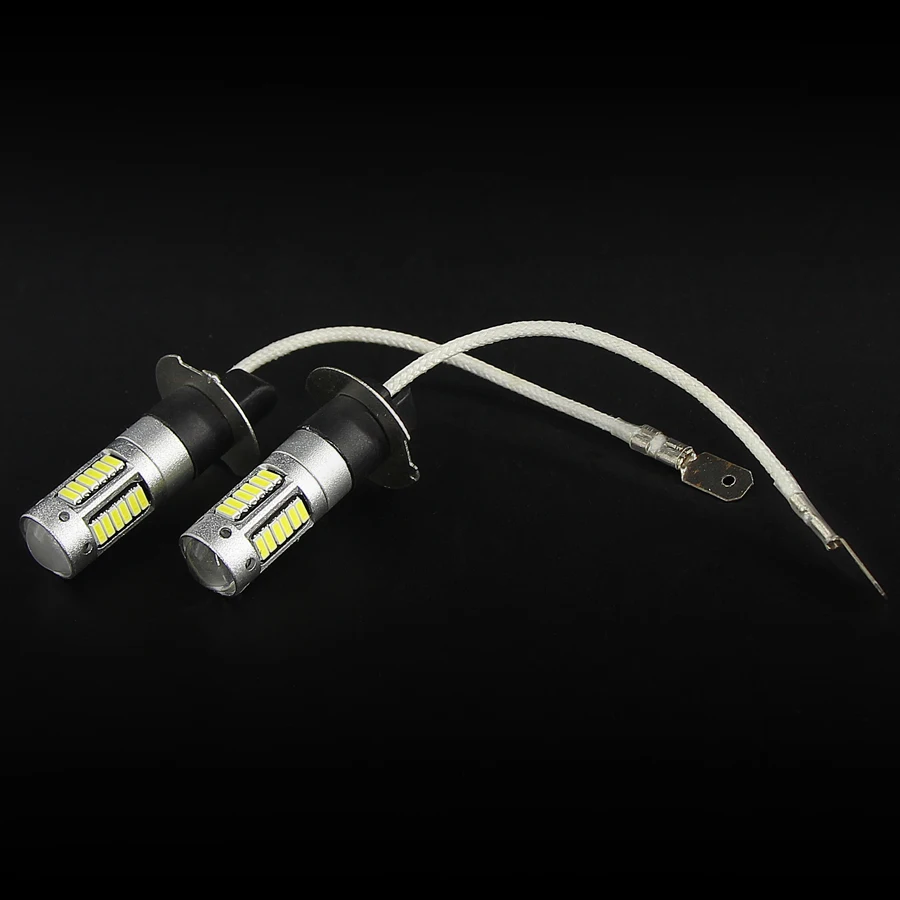 2 шт. Высокая мощность белый 30-SMD 4014 H3 светодиодный Сменные лампы для автомобильных противотуманных фар, дневных ходовых огней, DRL лампы белого цвета