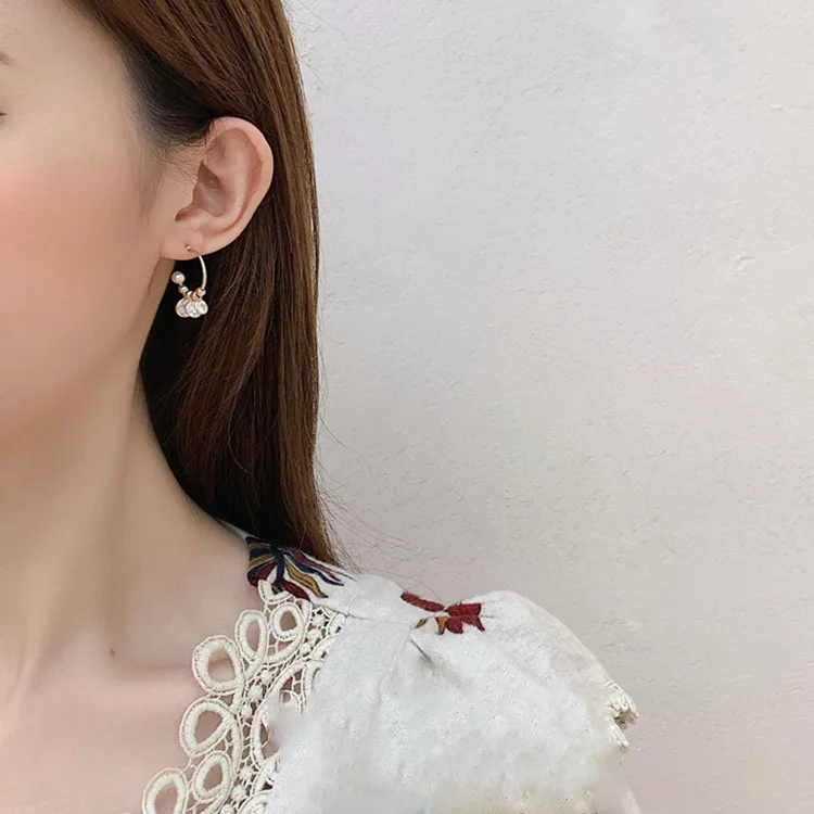 Женские серьги кольца MENGJIQIAO корейские с блестящими кристаллами милые круглые