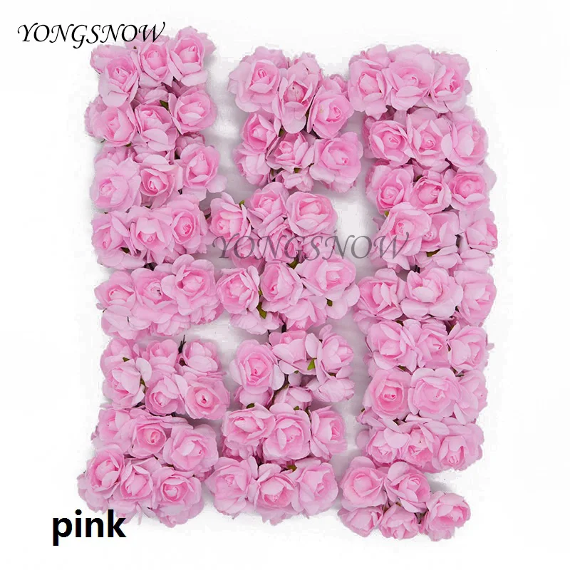 pink 72 шт./лот, 3 см, многоцветные искусственные азалии, бумажный букет цветов для свадебной вечеринки, украшения для дома, сделай сам, Искусственные венки, принадлежности - Цвет: pink
