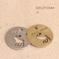 10pcs diy enamel round elk tag charms alloy metal circle pendant jewelry making accessories fashion dangle for