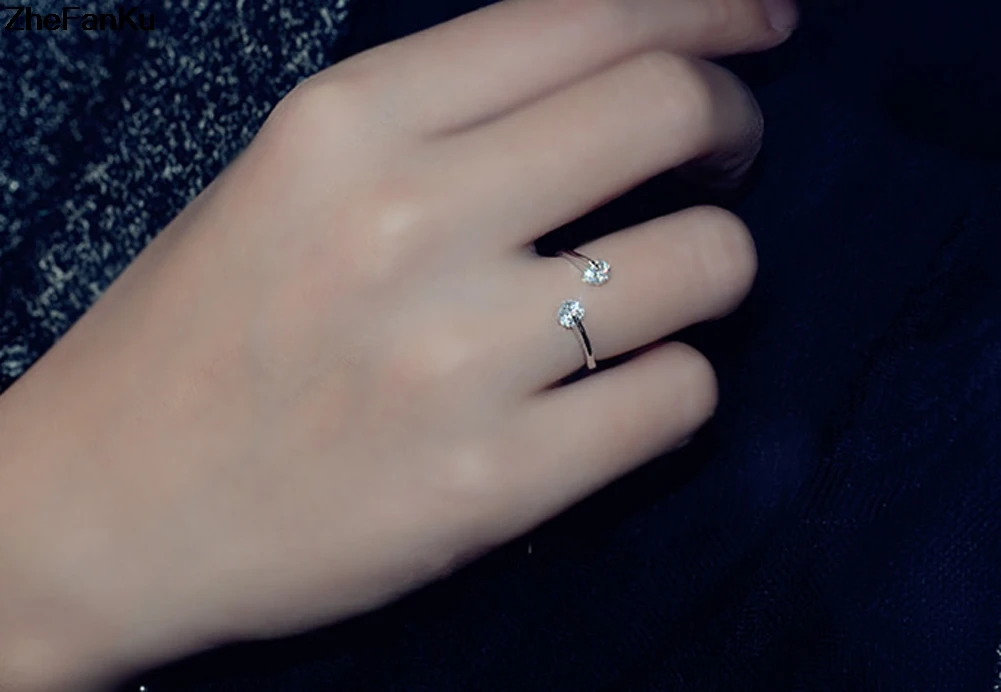 1 шт. 2020 Новое поступление модное посеребренное кольцо с темпераментом стразы