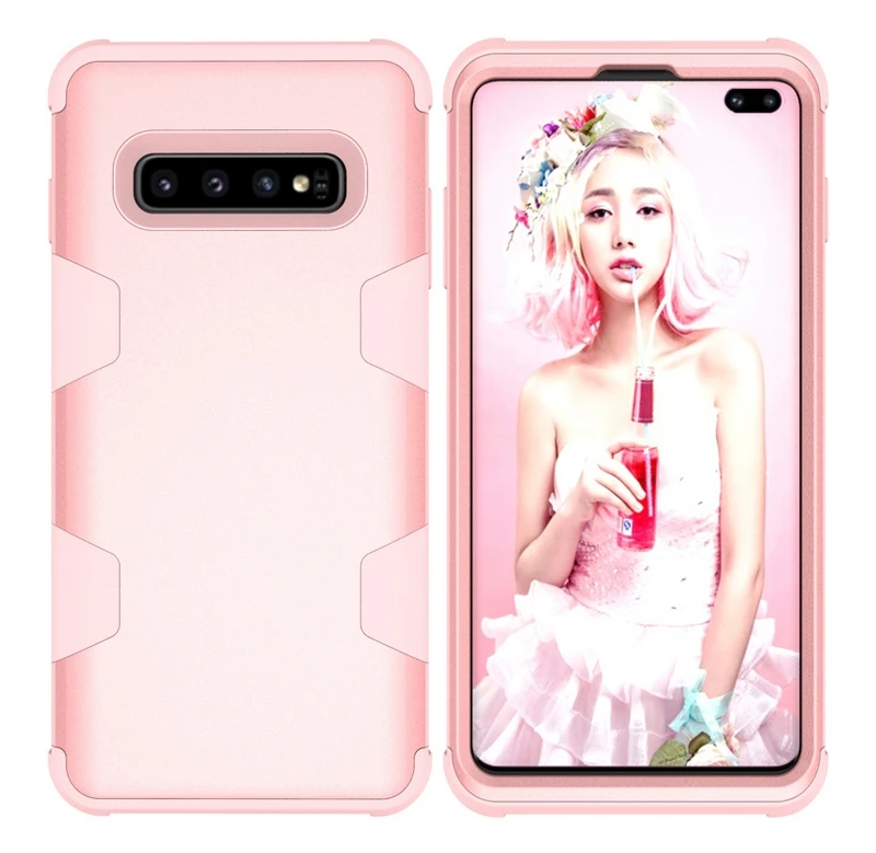 RoseGold 3in1 Гибридный телефон с противоударной защитой чехол для samsung Galaxy Note 9 8 S10E S10 S9 S8 плюс J7 резина+ ПК жесткий прочный чехол s - Цвет: RoseGold