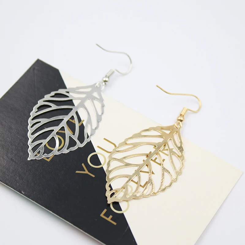 free shipping 5pairs/lot A0001 Pendientes Mujer Hot Fashion Jewelry Hollow Metal Leaves Dangling Long Statement Drop Earrings | Украшения и