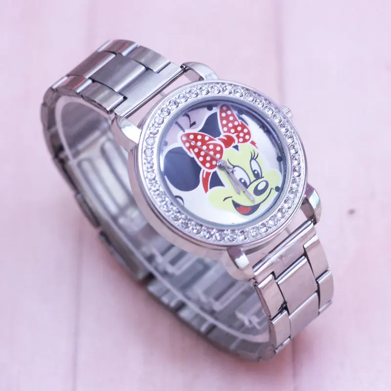 2018 часы с рисунком Минни на циферблате Мужские из нержавеющей стали женские