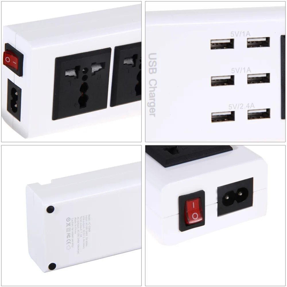 New 6 USB Charging Ports 2 AC Outlet Socket Power Strip Surge Protector UK High Quality Free Shipping | Обустройство дома