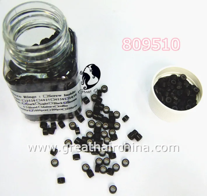 3000 шт./лот черное темно коричневое и белокурое алюминиевое Силиконовое микро