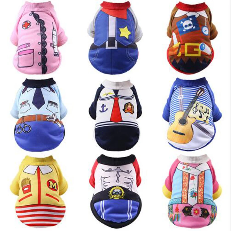 Забавный костюм для кошки собаки Форма зима-осень толстовка одежда щенков