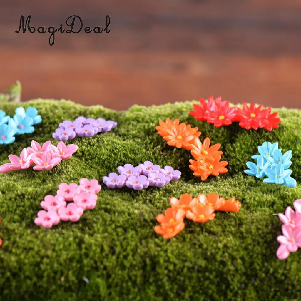 

MagiDeal 10Pcs Lifelike Moss Flower Miniature Fairy Garden Micro Landscape Miniatures Bonsai Ornament Dollhouse Decor Craft
