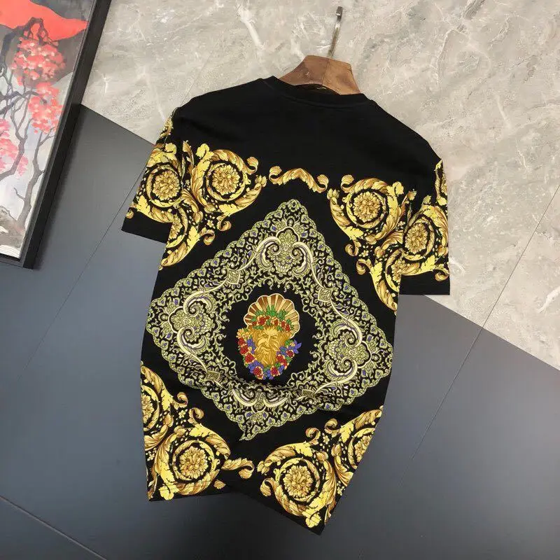 Весна 19ss Новое поступление моды Дизайнерская футболка с длинными рукавами Королевский цветочный принт футболка для роскошных мужчин хлопок брендовая одежда Топ Известный