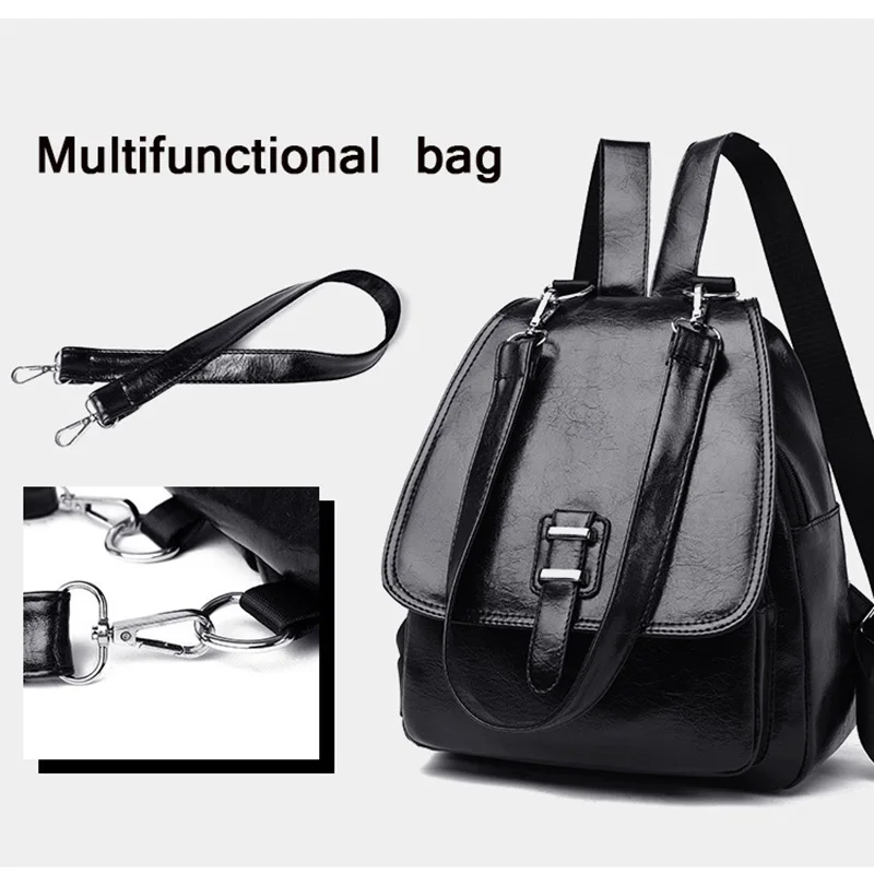 

Backpack female new casual fashion wild PU backpack personality outdoor travel hiking multi-purpose use European style