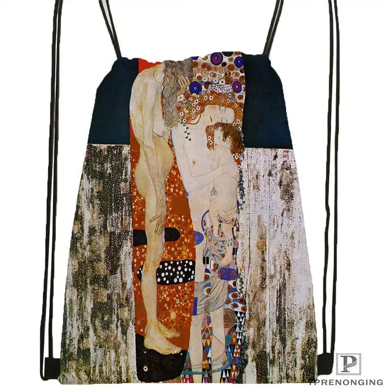 Drawstring Backpack На выбор Gustav Klimt#10 походная сумка на шнурке милый рюкзак для детей(черная спинка) 31x40 см#180531-02-39 - Цвет: Drawstring Backpack