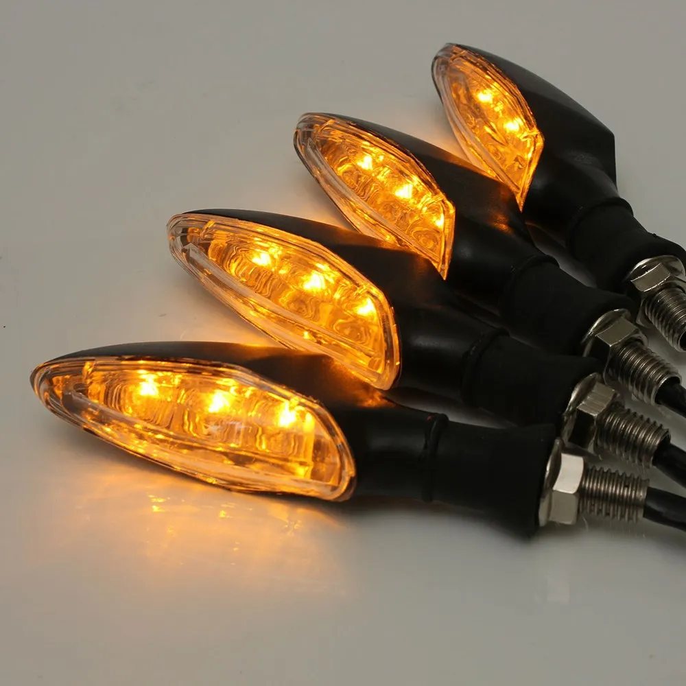 4 Шт. 12 В Универсальный Черный Мотоцикл 3 Желтый СВЕТОДИОД Сигнала Поворота