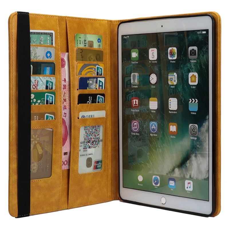 Ретро масло многофункциональный кошелек карты кожаный чехол для iPad Air3 бизнес Стенд смарт-чехол для Apple iPad Pro 10,5 дюймов с ручкой
