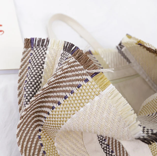 Большая женская сумка-тоут из ткани в полоску Повседневная сумка с верхними