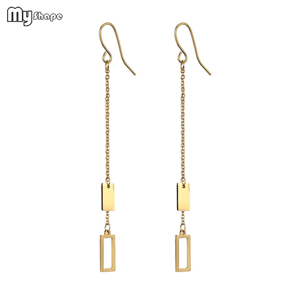 My Shape из нержавеющей стали простые золотые Серебристые Длинные висячие серьги с