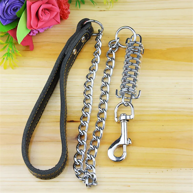100% высококачественный кожаный поводок из натуральной воловьей кожи железный