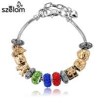 szelam low new 2019 diy bracelets bangles for women multicolor color metal beads silver snake chain crystal sbr150150