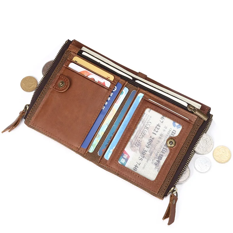 

Мужской кошелек Weduoduo, из 100% натуральной кожи, короткий кошелек на двойной молнии, повседневный кошелек, стандартные Держатели, кошельки