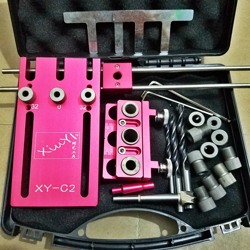 

3 In 1 Woodworking Drill Guide Kit Locator Aluminium Alloy Dowelling Jig for Furniture Fast Connecting Cam Fitting